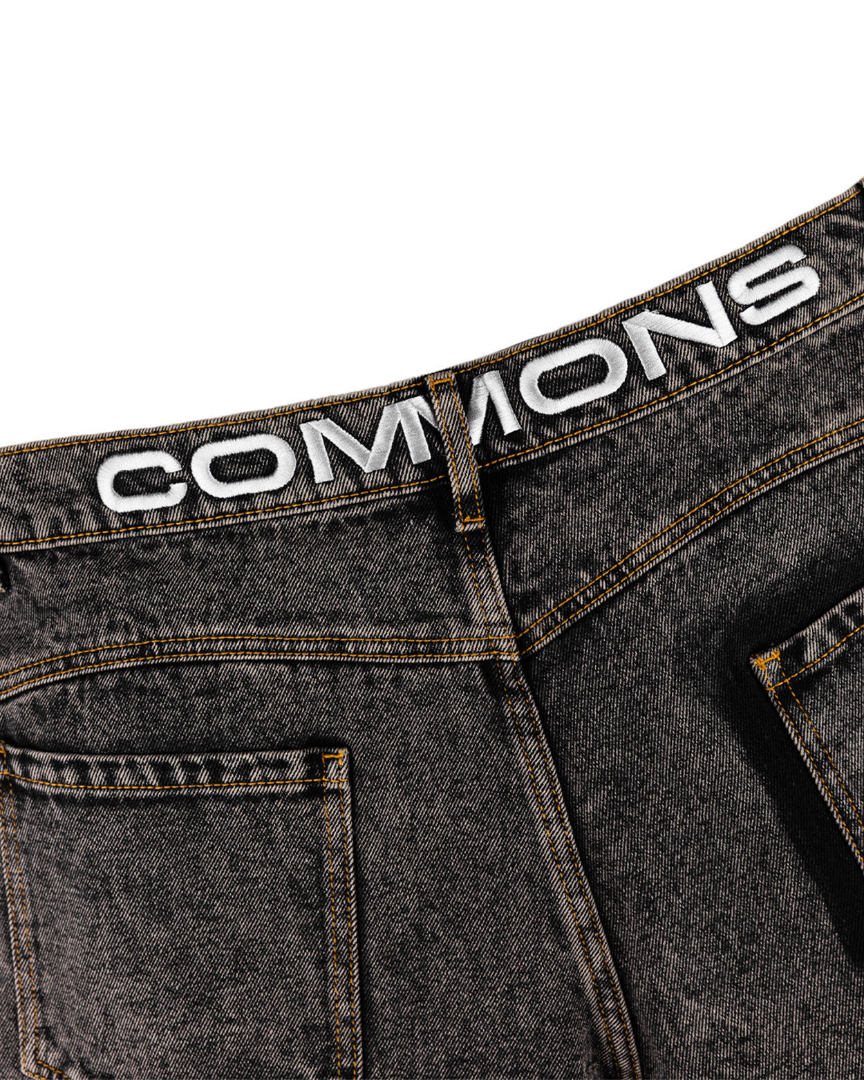 Commons Star Washed Denim Short Charcoal