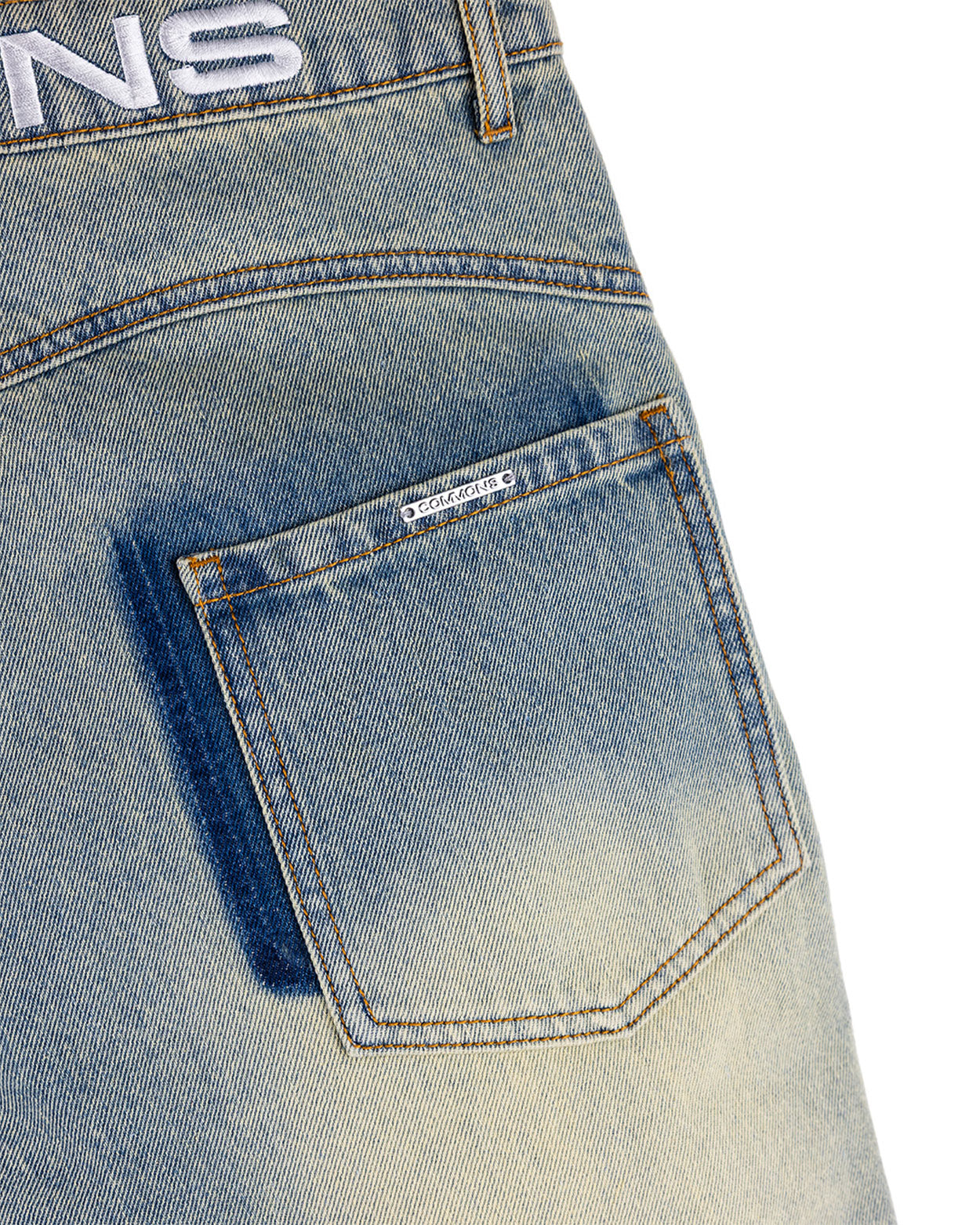 Commons Star Washed Denim Short Old Gold